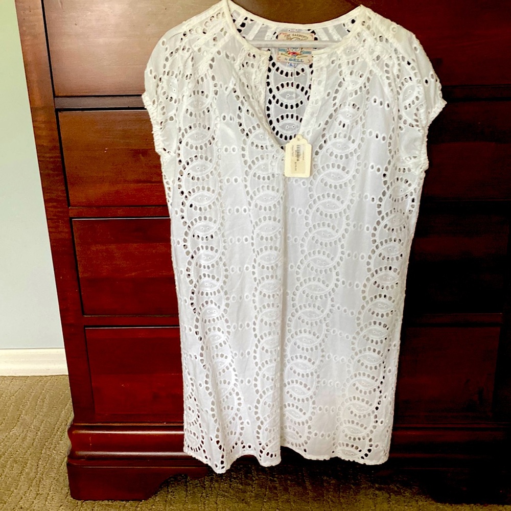 White eyelet shift sundress by Bell size 8